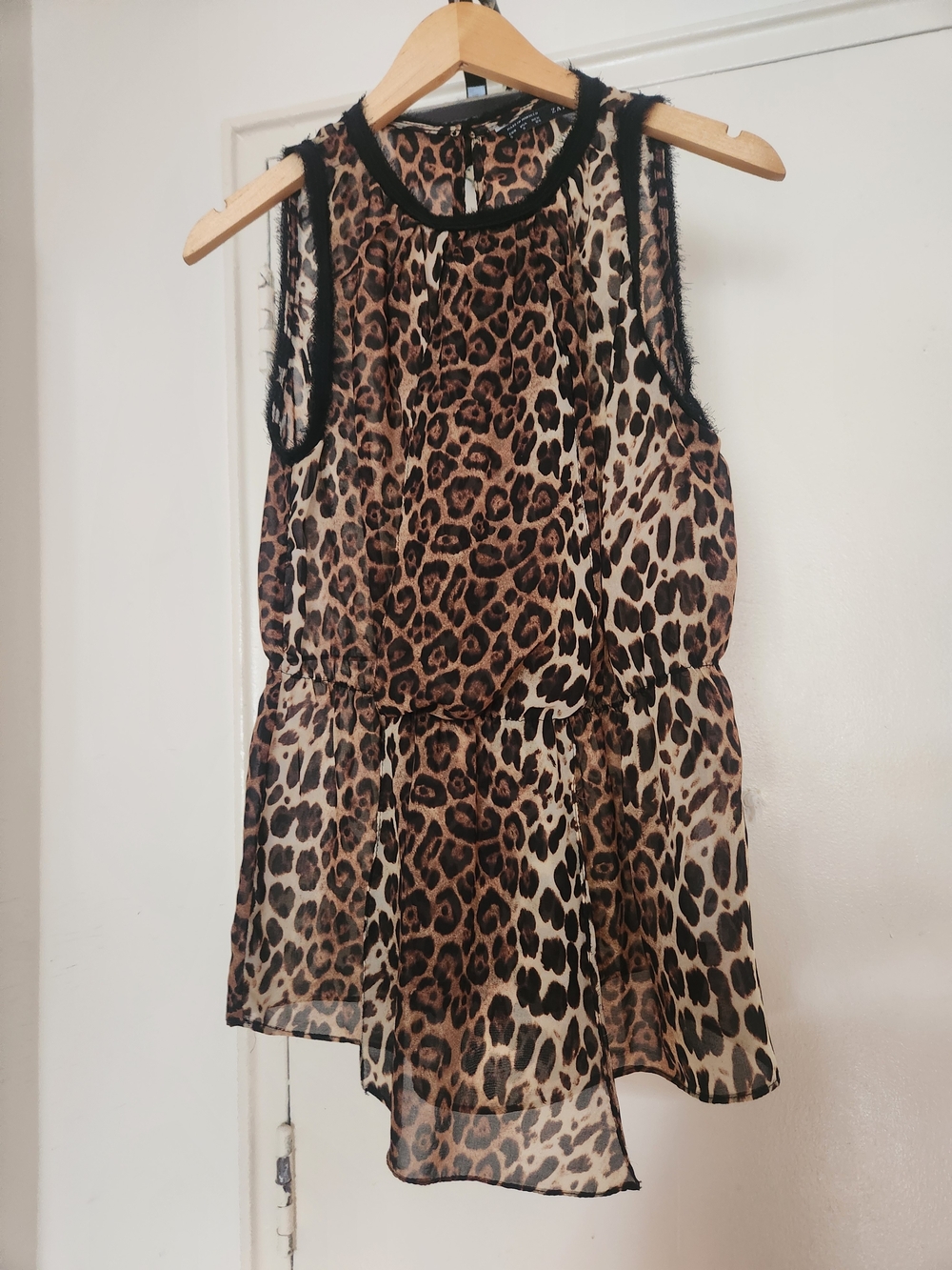 Zara Leopard Print Sleeveless Camisole in Brown and Black - Picture 2 of 3